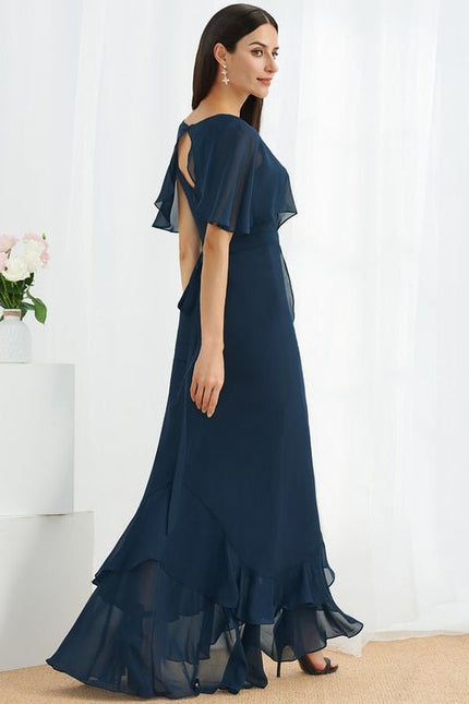 Robe Courte Asymétrique Coupe Trapèze À Volants - gallery 4