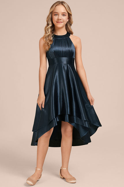Robe Asymétrique Satinée Asymétrique Marine - gallery 1