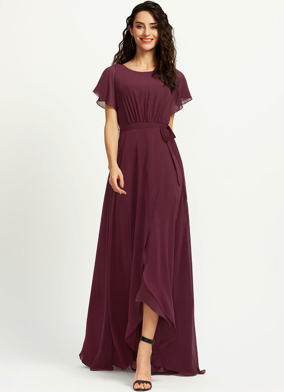 Robe Asymétrique Fluide À Volants
