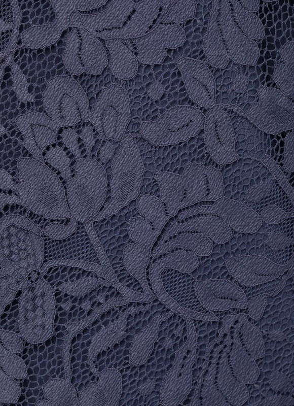 Robe Asymétrique Fluide Dentelle Marine - gallery 4