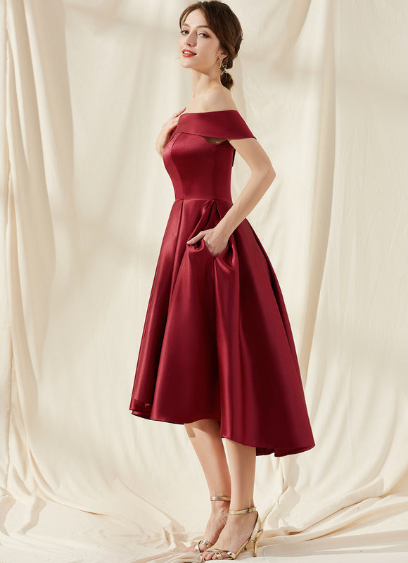 Robe Asymétrique Soirée Bordeaux - gallery 3