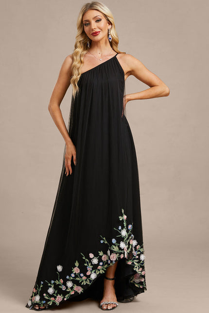 Robe Trapèze Asymétrique Fleurie - gallery 2