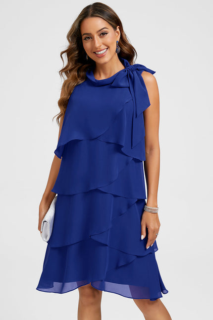 Robe Asymétrique À Volants Bleu