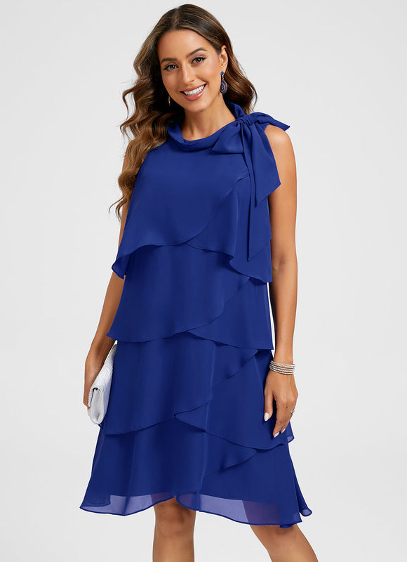 Robe Asymétrique À Volants Bleu