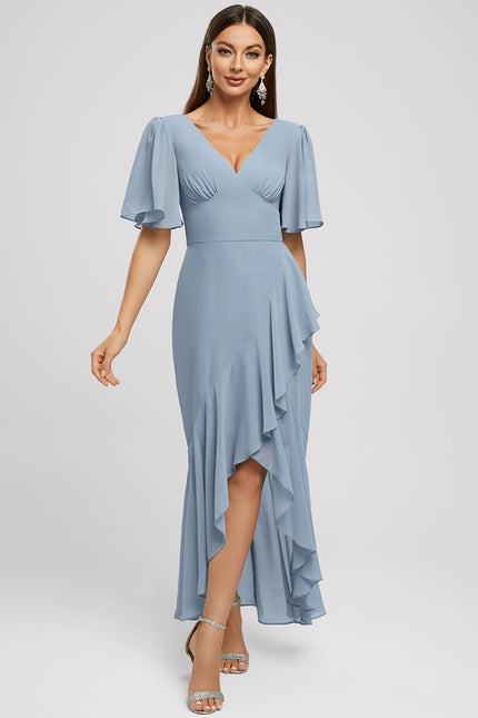 Robe Asymétrique Fluide Bleu Ciel
