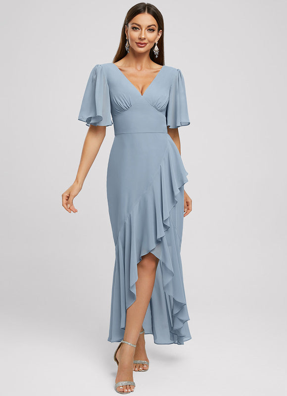 Robe Asymétrique Fluide Bleu Ciel