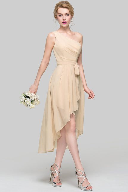 Robe Asymétrique Chiffon Nude