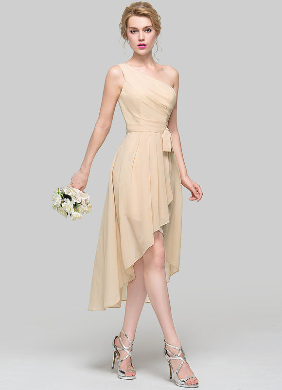 Robe Asymétrique Chiffon Nude