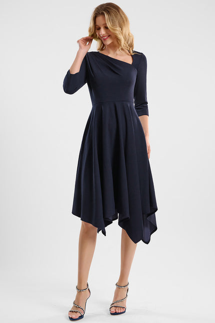 Robe Asymétrique Cocktail Asymétrique Marine - gallery 2
