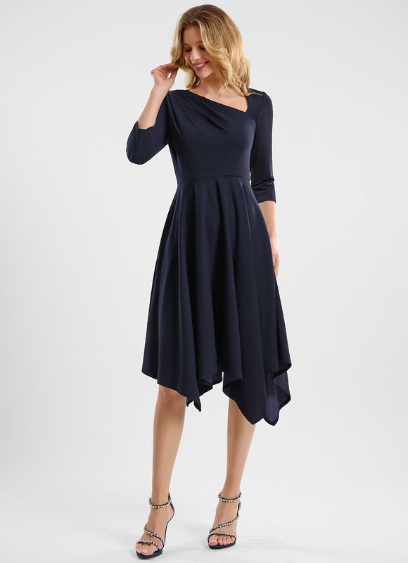 Robe Asymétrique Cocktail Asymétrique Marine - gallery 2
