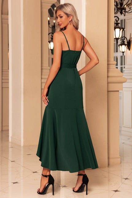 Robe Asymétrique Maxi Froncée Émeraude - gallery 5