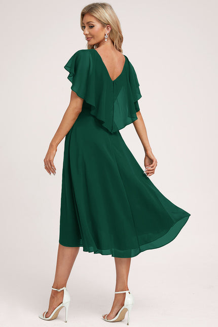Robe Asymétrique Mousseline Prune - gallery 3