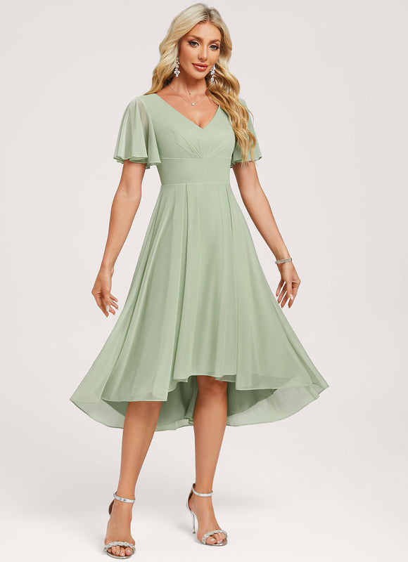 Robe Asymétrique Flottante Vert - gallery 3
