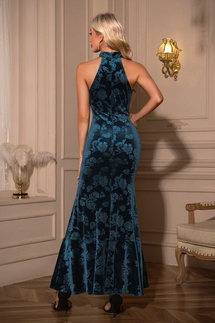 Robe Asymétrique Velours Émeraude - gallery 2
