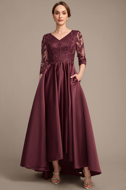 Robe Asymétrique Satinée Bordeaux Élégante - gallery 3