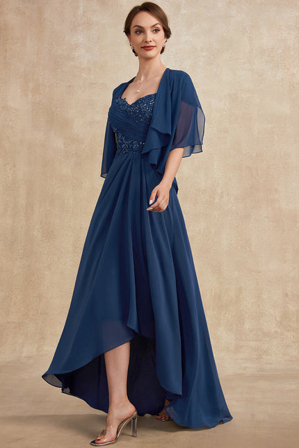 Robe Asymétrique Mousseline Bleu Profond - gallery 1