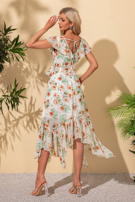 Robe Asymétrique Fleurie Midi - gallery 1