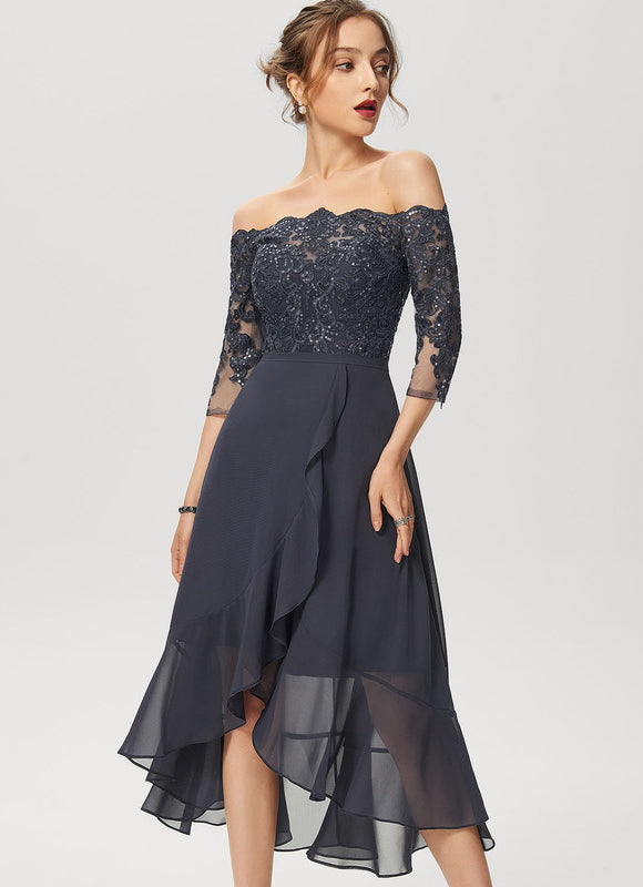 Robe Asymétrique Soirée Brodée - gallery 5