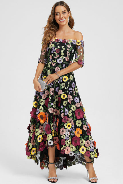 Robe Asymétrique Étoffe Florale - gallery 2