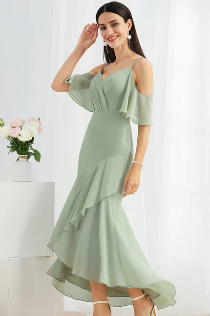 Robe Asymétrique Fluide Bleu Ciel - gallery 5