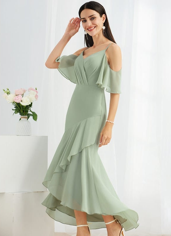 Robe Asymétrique Fluide Bleu Ciel - gallery 5