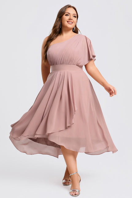 Robe Asymétrique Asymétrique Rose Élégante - gallery 7