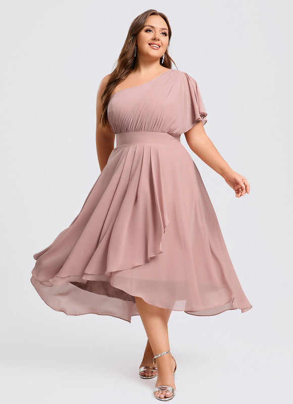 Robe Asymétrique Asymétrique Rose Élégante - gallery 7