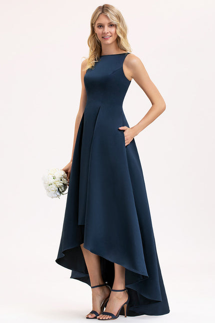 Robe Asymétrique Satin Turquoise - gallery 3