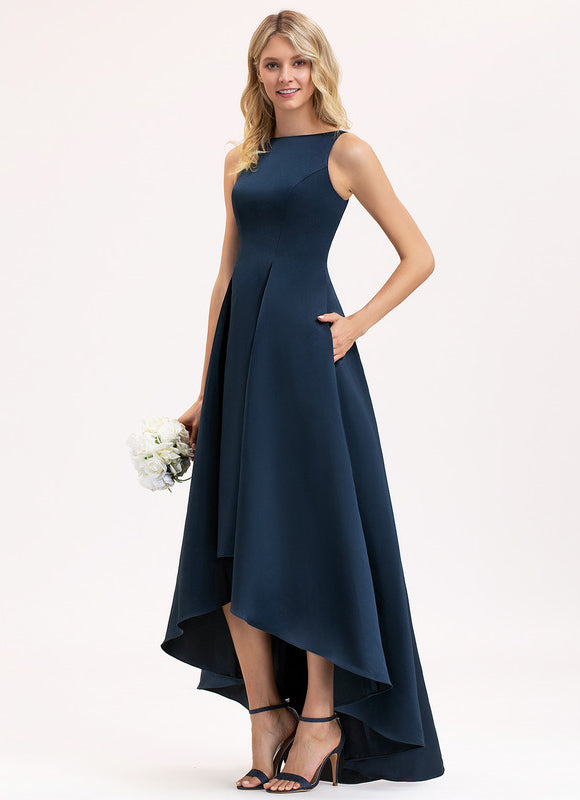 Robe Asymétrique Satin Turquoise - gallery 3
