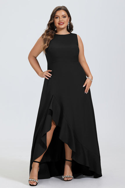 Robe Asymétrique Noire Volante - gallery 4