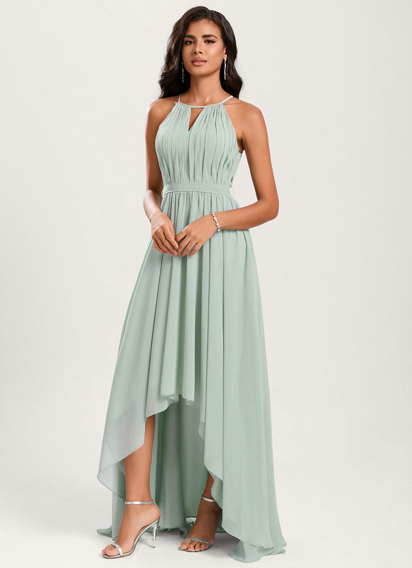 Robe Asymétrique Mousseline Saumon - gallery 2