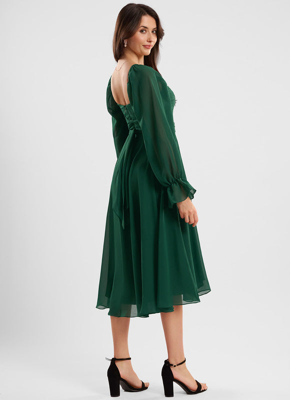 Robe Asymétrique Fluide Vert Pâle - gallery 4
