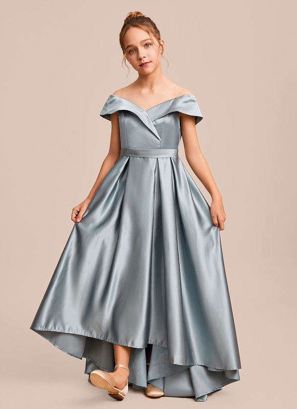Robe Asymétrique Satin Bleu Clair - gallery 1