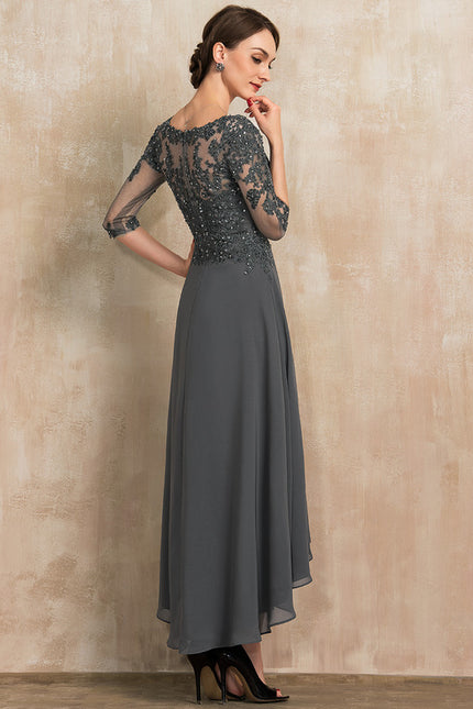 Robe Asymétrique Mousseline Bleu Profond - gallery 5