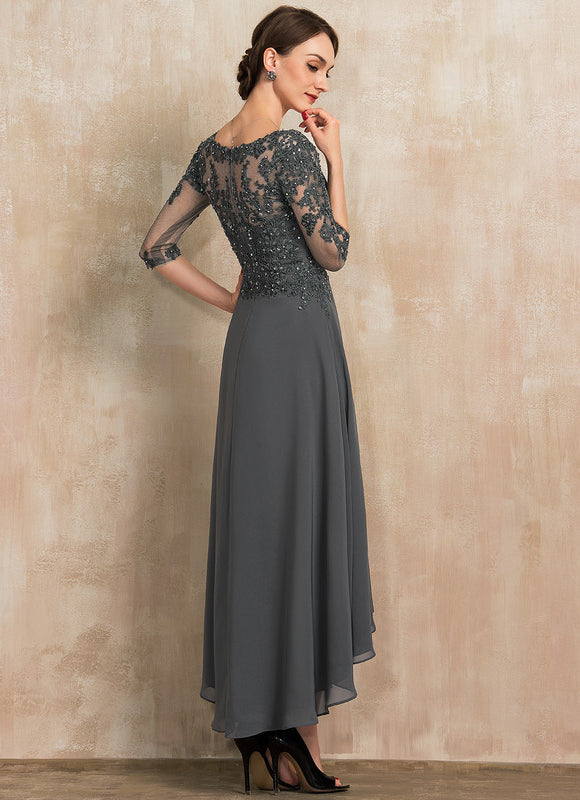 Robe Asymétrique Mousseline Bleu Profond - gallery 5