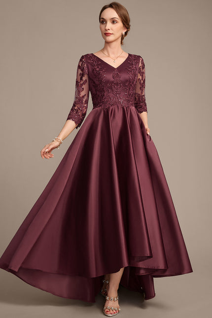 Robe Asymétrique Satinée Bordeaux Élégante - gallery 2