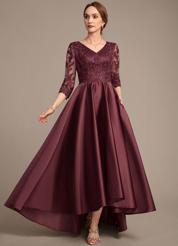 Robe Asymétrique Satinée Bordeaux Élégante - gallery 2