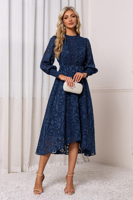Robe Asymétrique Midi Dentelle Bleu - gallery 6