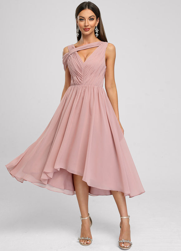 Robe Asymétrique Plissée Émeraude - gallery 1