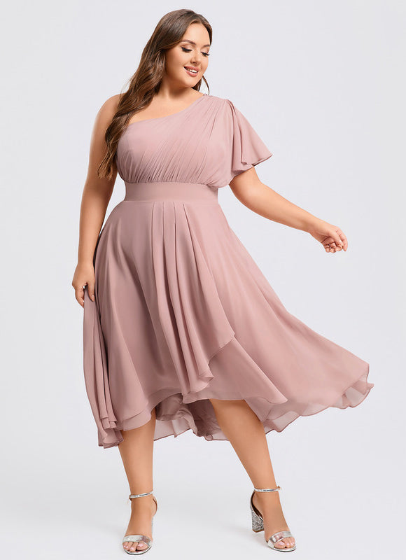 Robe Asymétrique Asymétrique Rose Élégante - gallery 9