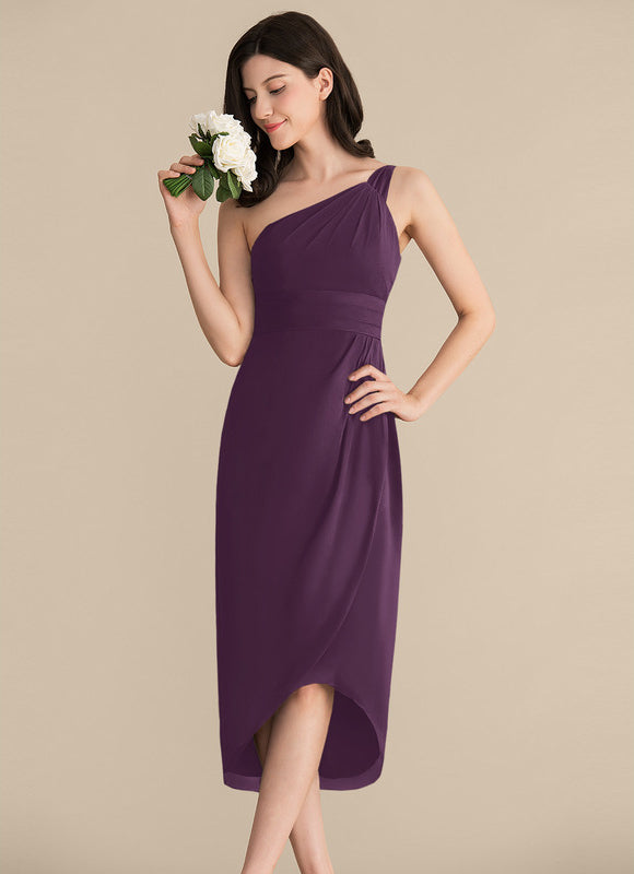 Robe Asymétrique Violet Drapée - gallery 1