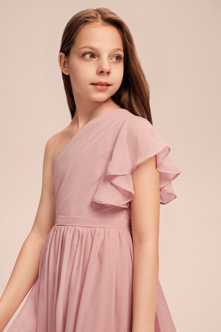 Robe Asymétrique En Mousseline Légère - gallery 2