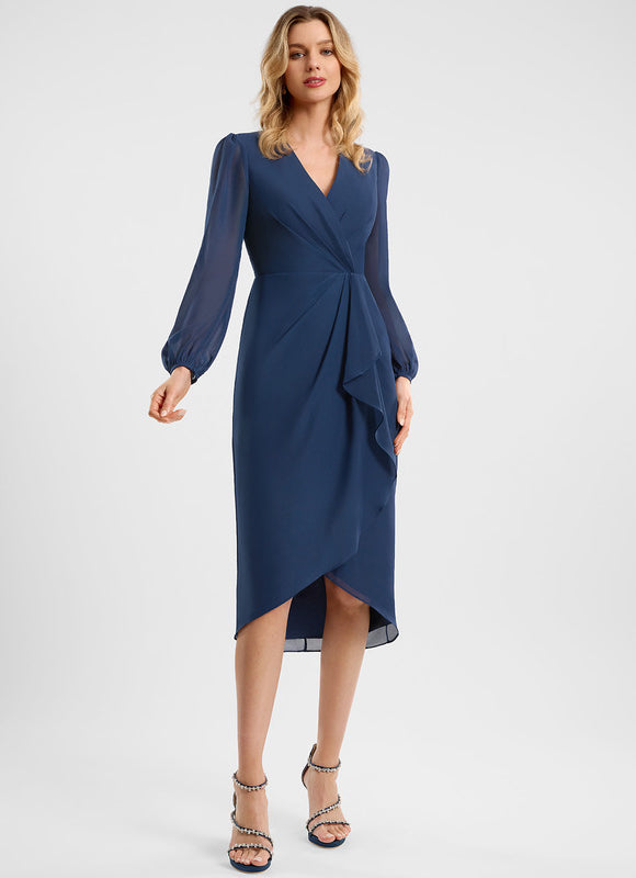 Robe Asymétrique Cocktail Bordeaux Volants - gallery 1