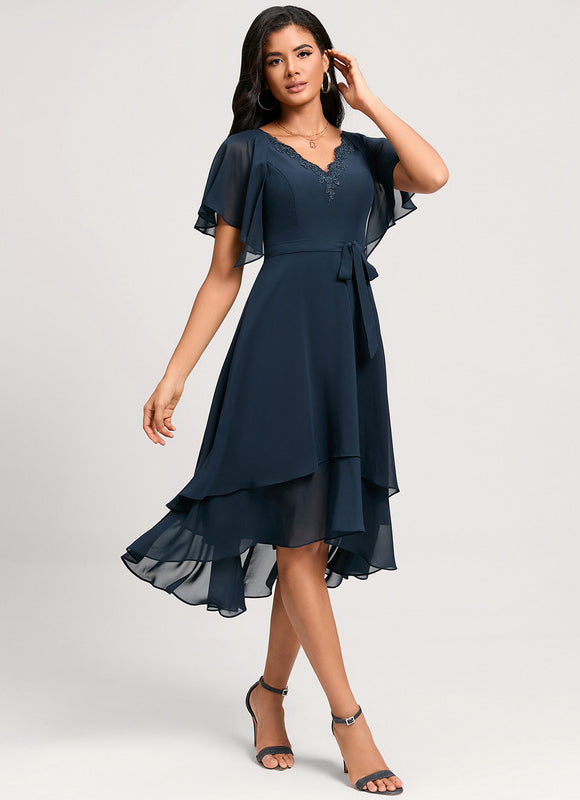 Robe Asymétrique Fluide Dentelle - gallery 4