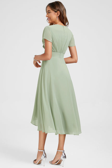 Robe Asymétrique Fluide Vert Pâle - gallery 7