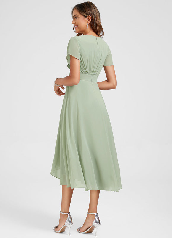 Robe Asymétrique Fluide Vert Pâle - gallery 7