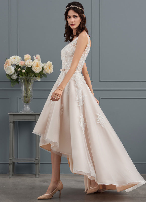 Robe Asymétrique Satinée Écrue - gallery 2