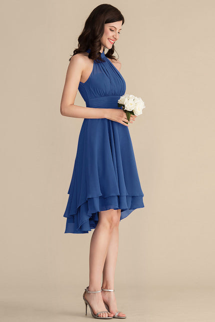 Robe Asymétrique Mousseline Prune - gallery 2