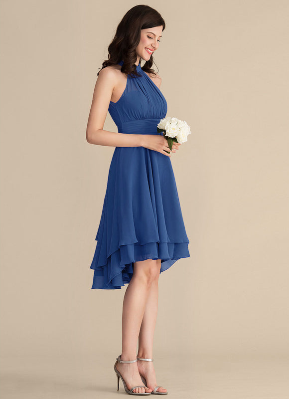 Robe Asymétrique Mousseline Prune - gallery 2