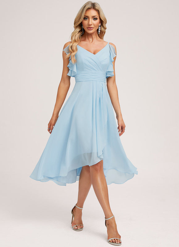 Robe Asymétrique Fluide Vert Pâle - gallery 2
